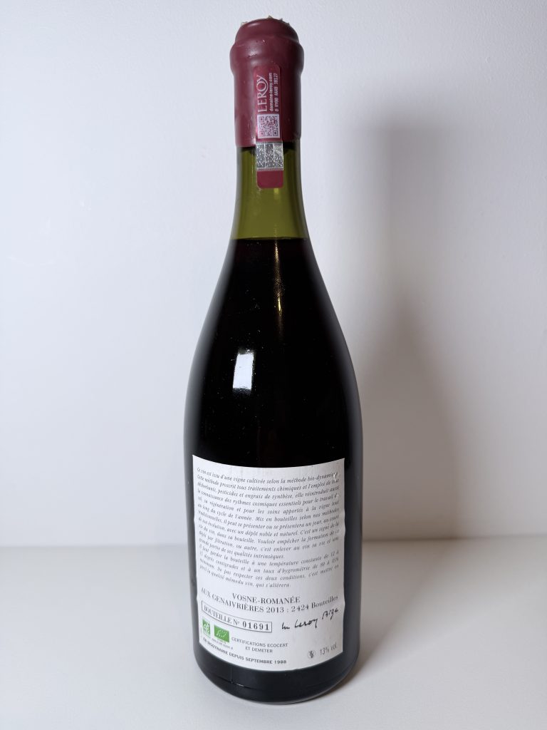 Bouteille Vosne-Romanée Les Genaivrières 2013 Domaine Leroy